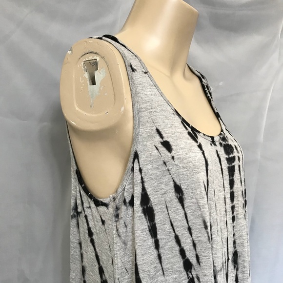 F21 Hi Lo Slouchy Black Grey Tie Die Dress Shirt - Picture 3 of 8